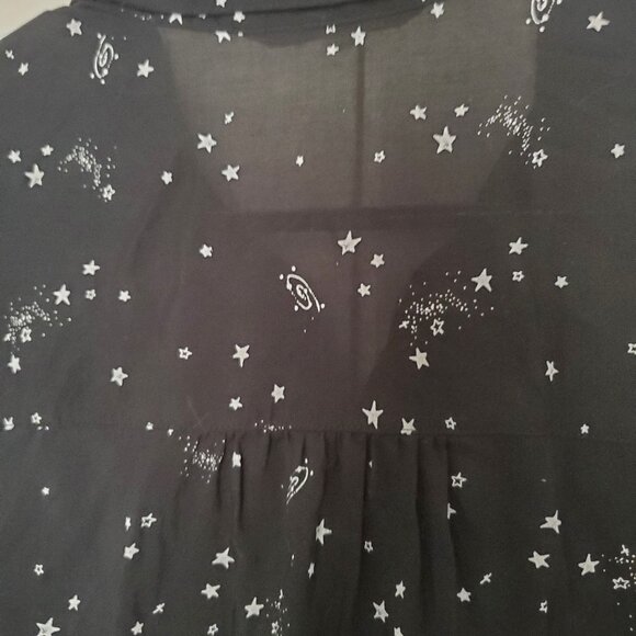 Black Celestial Button-up Blouse - Size 12 - Picture 6 of 10